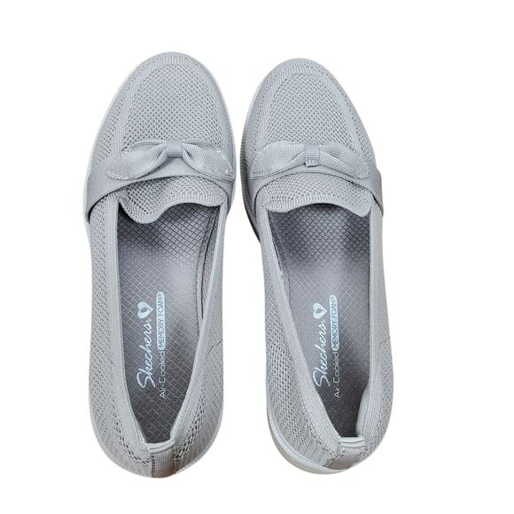 NEW Skechers Cleo Taylor Bow Loafer Womens US 8 Taupe Slip On Knit Comfort Shoes - Picture 10 of 11